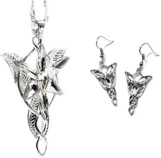 Posh Presents Hobbit Lord of the Rings Arwen Evenstar Elfstone Necklace And Earrings Jewellery Set Crystal Pendant Lord Of the Rings