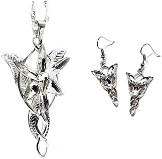 Posh Presents Hobbit Lord of the Rings Arwen Evenstar Elfstone Necklace And Earrings Jewellery Set Crystal Pendant Lord Of the Rings