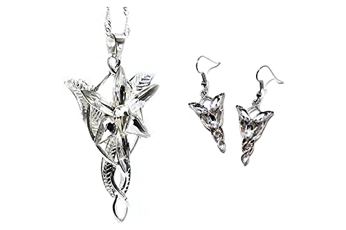 Posh Presents Hobbit El Señor de los Anillos Arwen Evenstar Elfstone Collar y pendientes Set de...
