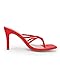 Coutgo Womens Heeled Sandals Strappy Square Toe Flip Flops Fashion Thong Slip on Stiletto Sandals, Red, Size 8