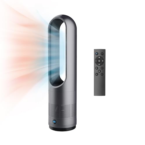Faryuan Bladeless Heater Fan,22Inch Heating & Cooling Combo Tower Fan 80° Oscillating, 9H Timer, 8 Speeds, Portable Quiet for Indoor, Bedroom, Home Office Room
