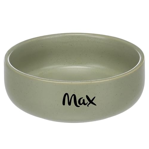 Personalizzabile ciotola in ceramica per cani e gatti 750ml (M) Verde – pesante e antiscivolo – per cani di taglia media e gatti – personalizzata con nome – Petslino