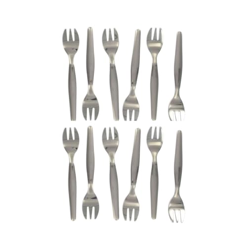 Fackelmann 9937650 Lot de 12 petites fourchettes à desserts ou à huîtres, fourchettes à huîtres, fourchette de cuisine, fourchette crustacés, Acier inoxydable, 12,5 cm