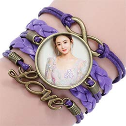 ZBMZB 5Pcs Woven Leather Bracelet Blank Base Bezel Tray Fit 25mm Round Glass Cabochon for Jewelry Making Chains (Purple)