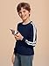 Haloumoning Boys Striped Long Sleeve Sweater Kids Fashion Crewneck Knit Pullover Fall Clothes 5-14Y Navy