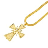 14K Filled Gold Ethiopian Cross Necklace For Women, Large Ethiopian Cross Necklaces Eritrean Traditional Ornaments Habesha African Arab Ethnic, Ethiopian Cross Jewelry (4 - Ethiopian Cross Necklace)