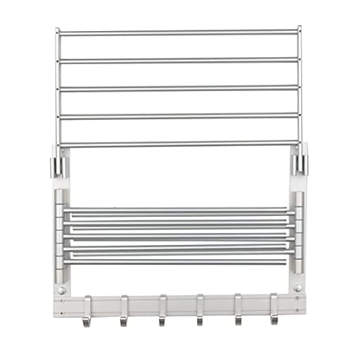 Brightmaison Bgt Wash Clothes Drying Rack Wall Mount Laundry Room Organizer With Hooks & Swing Arms, 17" Metal Laundry Rack Silver #TOP7
