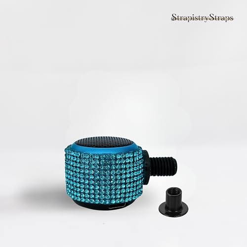 Image of Tote Tunes Mini Bluetooth Speaker for Bogg-Style Tote Bags - Waterproof Wireless Speaker with Rivet Attachment, Beach Pool Bag Accessory, Portable Sound for EVA Rubber (Aqua Rhinestone Speaker)