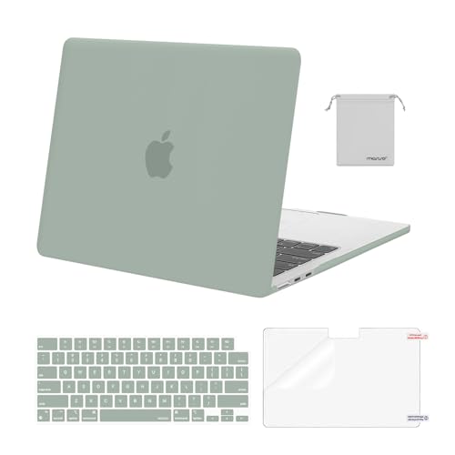 Image of MOSISO Compatible with MacBook Air 13 inch Case M5 2026 M4 2025 M3 M2 2024-2022 A3449 A3240 A3113 A2681,Hard Shell&Keyboard Cover&Screen Film&Pouch for MacBook Air 13.6 inch Case, Antique Green