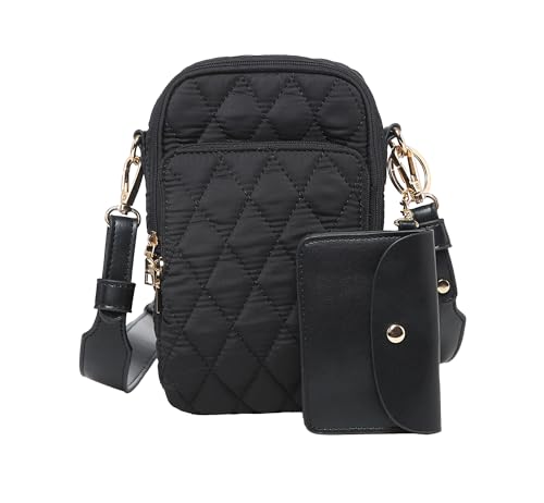 Jen & Co. M2080QLT Parker Everyday Travel, Vegan Leather Quilted Crossbody Handbag Purse