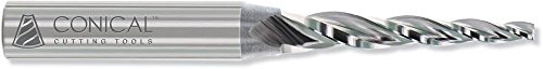 Conical Tool Company E-002 5.0° HSS Tapered End Mill - 3 Flute x 1/16'' Tip x 0.1500'' Large Diameter x 3/8'' Shank x 1/2'' Length of Cut x 2 5/8'' Overall Length