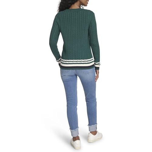 Image of Tommy Hilfiger Women's Cotton Crewneck Cable Sweater