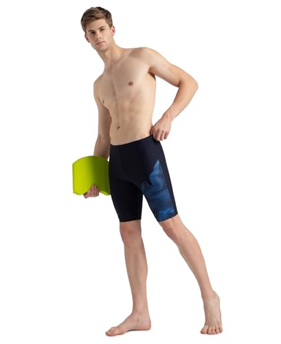 Image of Speedo Men Endurance10 Tide Print Sports Gala Logo Jammer - True Navy & Cobalt Pop