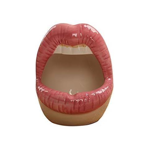 Ashtray with Lips, Ceramic Ashtray, Big Lips Shape Decoration for Home Office Tabletop Bar (C) Cover