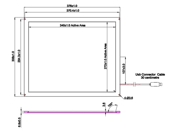 Image of 17 Inch Infrared Touch Screen Panel, Multi Points IR Touch Screen with Tempered Glass for Kiosks and Monitoring