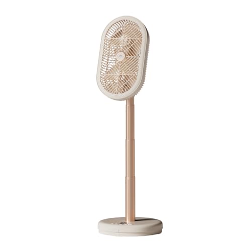 Spacetronik Ventilador de pie Portátil con Ionizador, Ventilador Silencioso con 6 Velocidades, Batería de 3600 mAh, Control Remoto, Temporizador, Ajuste de Altura, ángulo de Inclinación 0-90°