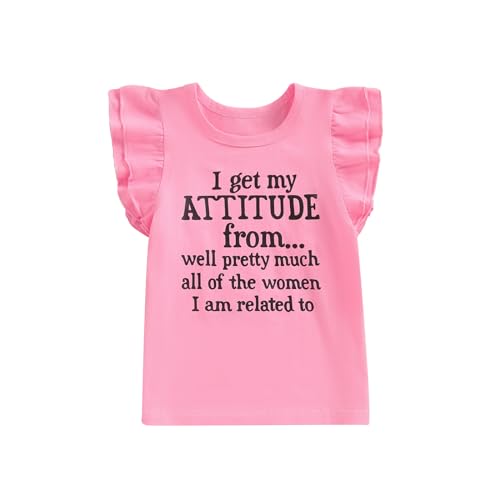 Toddler Girl Clothes Sleeveless Baby T-Shirt Tops Attitude Letters Girl Summer Clothes (Pink, 2-3 Years)
