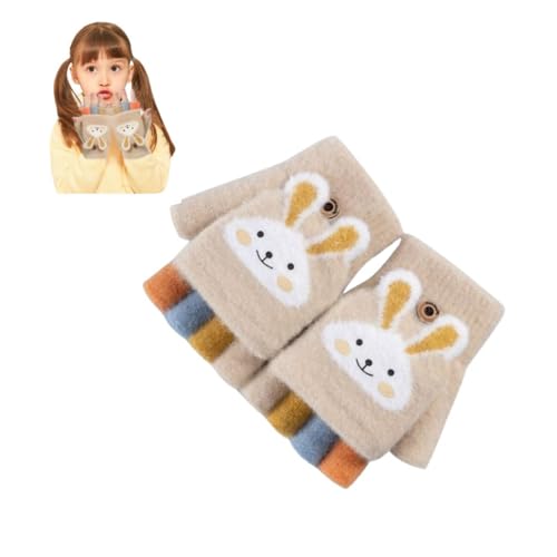 Kids Knit Mittens Fleece Lined Toddler Warm Winter Gloves With String Full Finger Gloves Ski Gloves for Age 2-4Y…