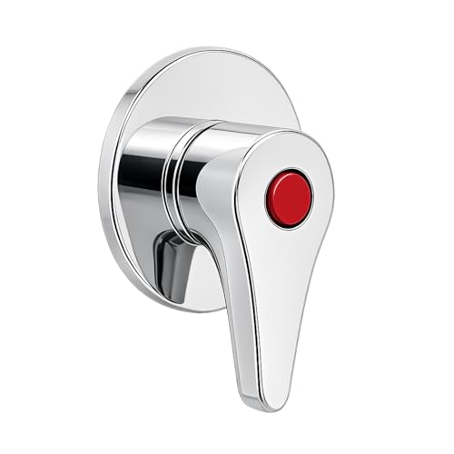 Embellecedor De Llave De Paso Con Mando Palanca, Zamak Cromado Pulido, 69x54 Mm, Compatible Con Ducha Y Grifo Empotrado Mando Palanca