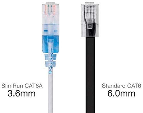 Image of Monoprice Cat6A 50ft White 5-Pk Patch Cable UTP 30AWG 10G Pure Bare Copper Snagless RJ45 SlimRun Series Ethernet Cable