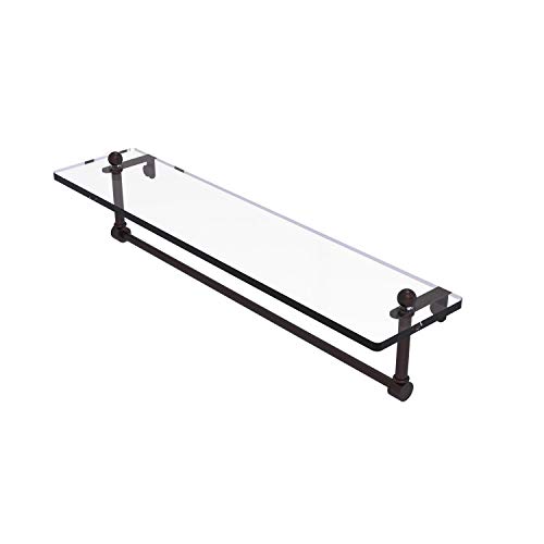 Allied Brass PR-1/22TB 22 Inch Vanity Integrated Towel Bar Glass Shelf, Antique Bronze