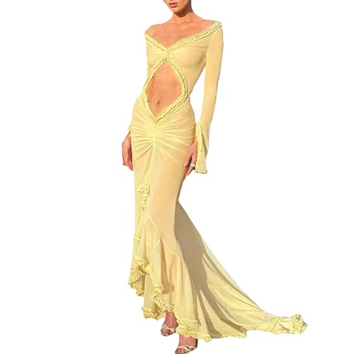 Amazon.com: Women Sexy Mesh Sheer Maxi Dress Y2k Floral See Through Low Cut Backless Bodycon Fitted Long Dress Party Dress (Goose Yellow, L) : Clothing, Shoes & Jewelry Amazon.com: Women Sexy Mesh Sheer Maxi Dress Y2k Floral See Through Low Cut Backless Bodycon Fitted Long Dress Party Dress (Goose Yellow, L) : Clothing, Shoes & Jewelry