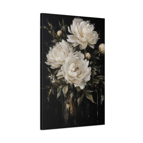 Toile florale de pivoines de qualité galerie d'art 60x90 cm