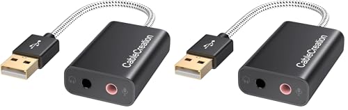 CableCreation USB Audio Adapter External Sound Card with 3.5mm Jack and Mic | USB A Adapter With Microphone Audio compatible with Windows Mac macOS Linux PS4 PS5 Plug and Play Aluminum Black product thumbnail 8