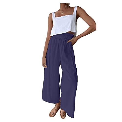 Women's Loose Women's Multicoloured Long Wide Leg Pants Summer High Waist Wide Leg Pants