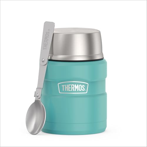 THERMOS Stainless King Vacuum-Insulated Food Jar with Spoon, 16 Ounce, Matte Teal