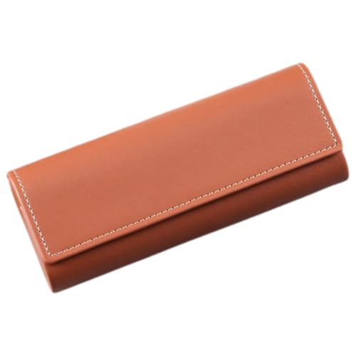 FOMIYES Portable Leather Eyeglasses Case for Men Women Unisex Hard Shell Glasses Holder Lightweight Eyeglass Storage Pouch Chestnut Color for Travel and Outdoor Use