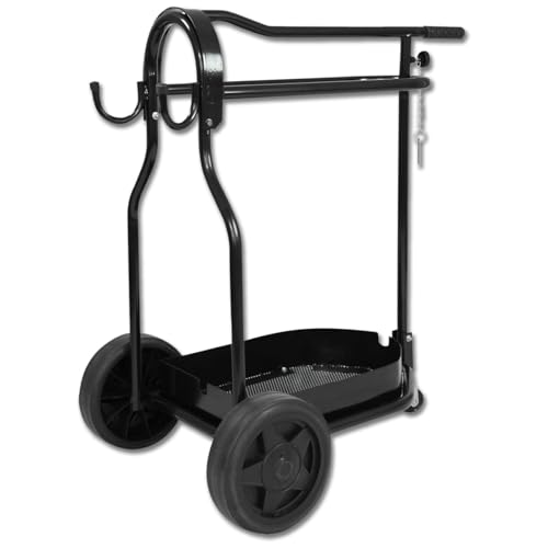 RL24 - Sattelwagen Stall Carry Basket von Waldhausen – mit Korb, Sattelhalter & 2 Haken – platzsparend zusammenklappbar & leicht schiebbar – Sattelcaddy in Schwarz – 15,5 kg – 93 cm (Höhe)