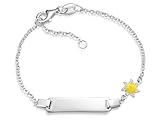SILBERKETTEN STORE DEIN SCHMUCK ONLINE SHOP Kinder/Baby Gravur-Armband Erbse 1,5mm mit einer kleinen fröhlichen Sonne |inklusive Gravur | echt 925 Silber
