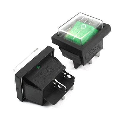 Switch 2PCS AC 125V/20A 250V/16A DPST ON/Off Waterproof Rocer Boat Green