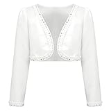  Aislor Enfant Fille Gilet Pulls Tops Mariage Princesse Boléro Cardigan Fille Soirée Cérémonie Spectacle Fleurs Veste Courte Printemps Eté 1-16 Ans A Blanc 9-10 Ans