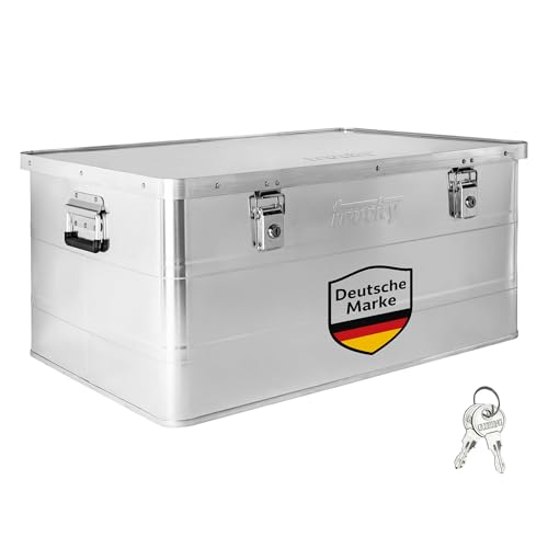 Trucky Aluminium Box mit Deckel Silber Alu Kiste Alukiste Auswahl Transportbox Metallbox Aufbewahrungsbox Boxen Abschliessbar Metallkiste, Größe:135 L