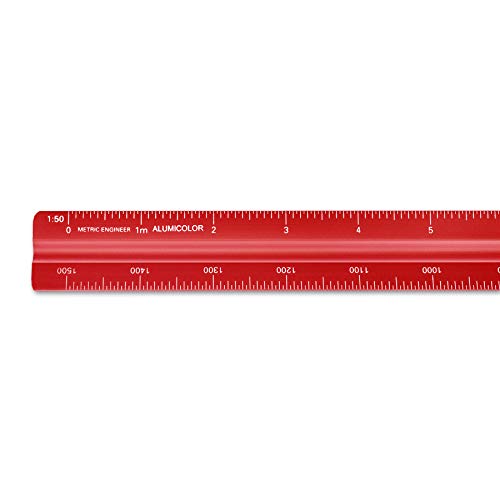 Image of Alumicolor Aluminum Engineer Metric Solid Drafting Scale, 30 Centimeter, Red