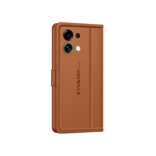 Image of KIVANO LUXE Compatible for Oppo K13 Turbo 5G Luxury Handmade Leather Magnetic Flip Folio Case | Card Holder & Kickstand | Slim Protective Cover | Unisex - Brown