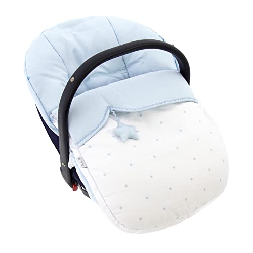 Funda + Saco Universal para Silla de coche GRUPO 0 Rosy Fuentes - Saco para Silla de Bebé Grupo 0 - Equipado para ser Ajustado perfectamente 0-blanco celeste Cover