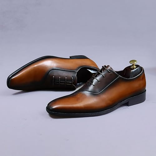 Men's Dress Shoes Genuine Leather Two Tone Oxford Shoes Wingtip Business Derby Shoes，Business High-end Leather Hand Stitched Casual Shoes4