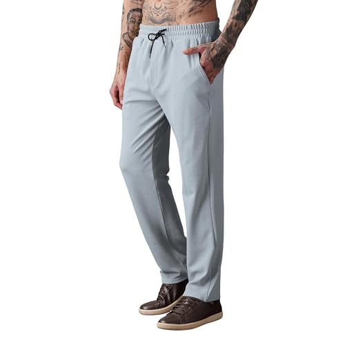 Image of SWADESI STUFF Men Mid-Rise Straight Fit Track Pants for Men | Stretchable Gym Wear Joggers | Casual Sports Track Pant with Pockets & Drawstring