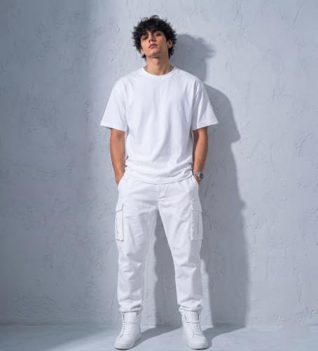 Image of Men's Round Neck Plain Oversize T-Shirt - Casual Loose Fit Cotton Wear | 100% Cotton T-Shirt |