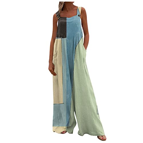 Plus Size Straight Leg Jumpsuit Womans Sexy Walk Holiday Solid Elasticated Rompers Split Boyfriend High Waisted Thin Pants Womens Blue #TOP11