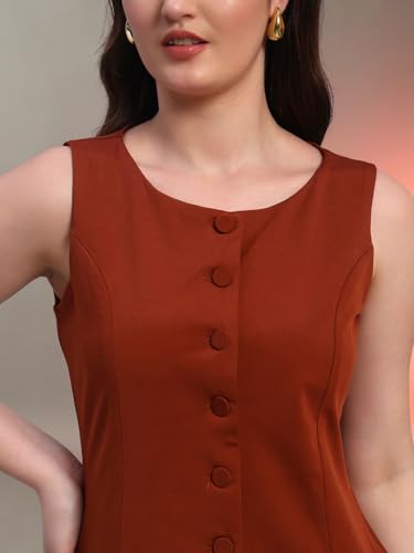 Image of Trend Arrest.ed Stretchable Waistcoat Top for Women | Button Front | Sleeveless Slim Fit Vest for Casual & Workwear