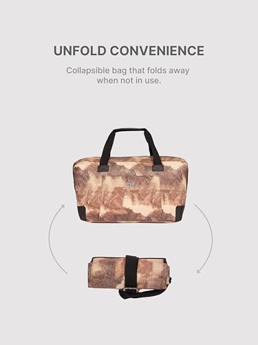 Image of ZOUK Collapsible Duffle Bag for Men and Women | Lightweight Foldable Travel Duffel Bag | Vegan Leather & Handcrafted Fabric | Water-Resistant Lining | 33L Weekend & Short Trip Bag | Gir Glades