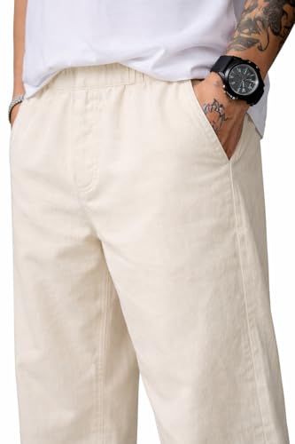 Image of Loose Fit Baggy Denim Jeans, Beige, Plain Style, Relaxed Casual Wear (in, Numeric, 28, Regular, Beige)