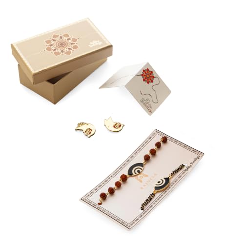 Image of Premium Handmade Designer Rakhi Set for Brother and Bhabhi Adjustable Couple Rakhi with Roli Chawal & Nariyal