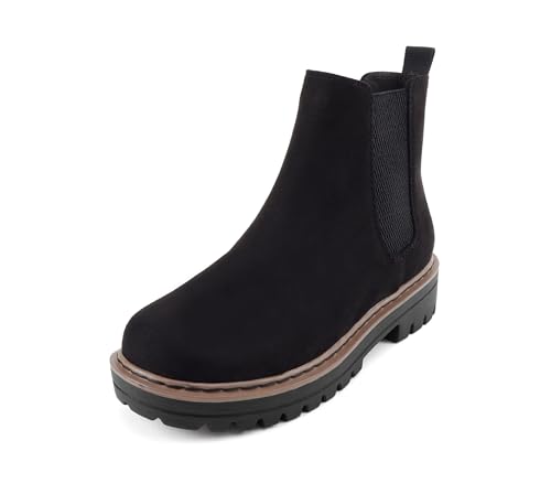 Image of Soda Pilot ~ Women Lug Sole Low Heel Chelsea Fashion Ankle Bootie w /Double Elastic Gore