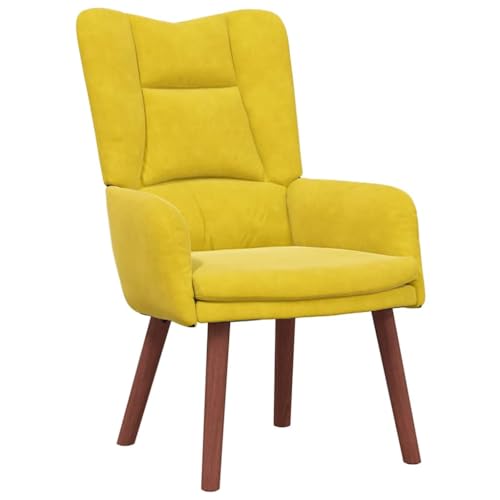 vidaXL Sillón Amarillo Moderno para la Sala Asiento Interior Cómodo Silla Tapizada de Tela con Marco de Madera Un Toque Cool para Dormitorio o Área de Lectura Muebles Cómodos Sofá Contemporáneo