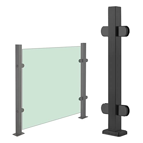 Poteau de balustrade en verre noir, garde-corps carré extérieur pour terrasse